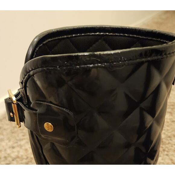 Hunter Adjustable Quilted Slim Fit Tall Rain Boots Glossy Black Size 9 - Picture 5 of 6